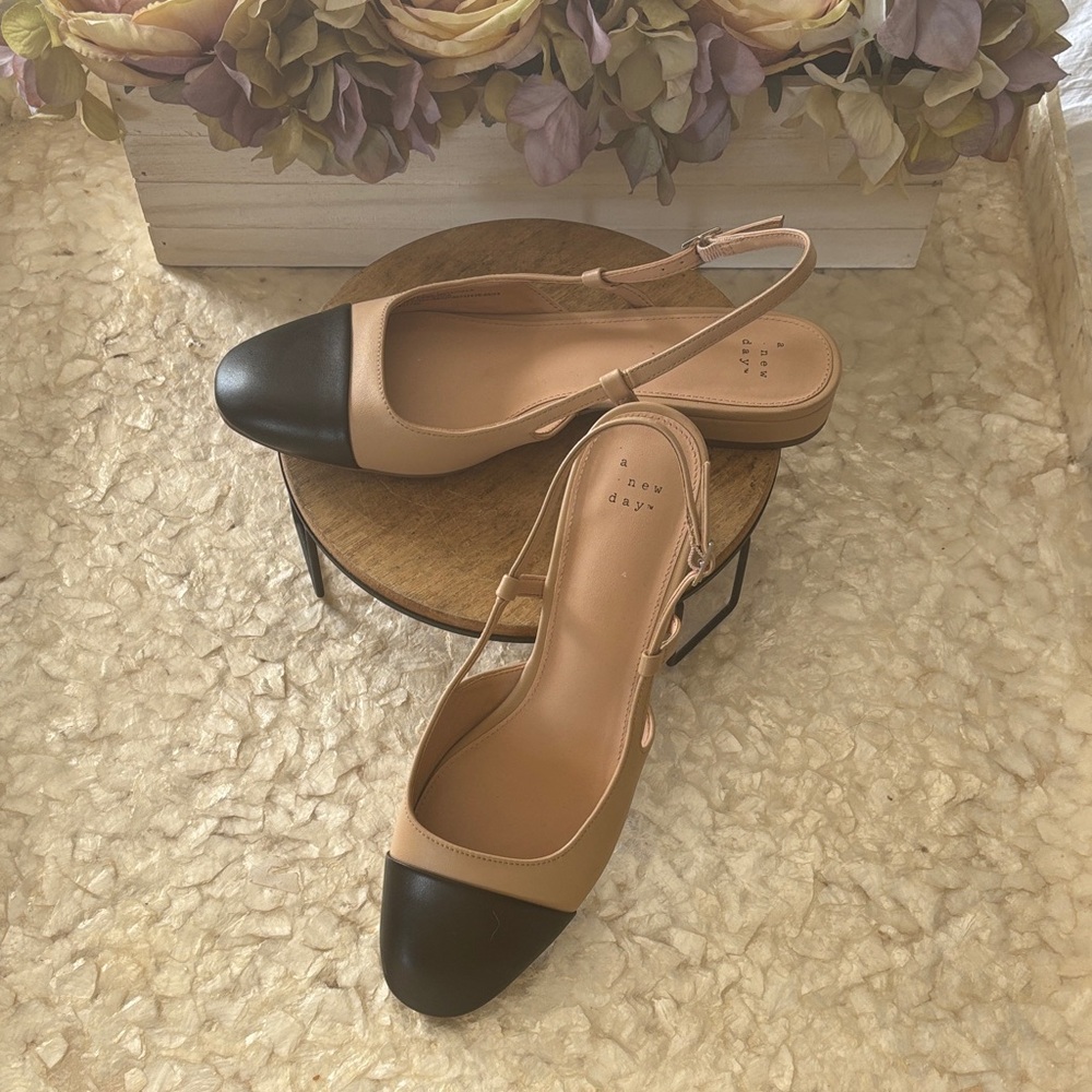 A New Day Tan and Black Flats